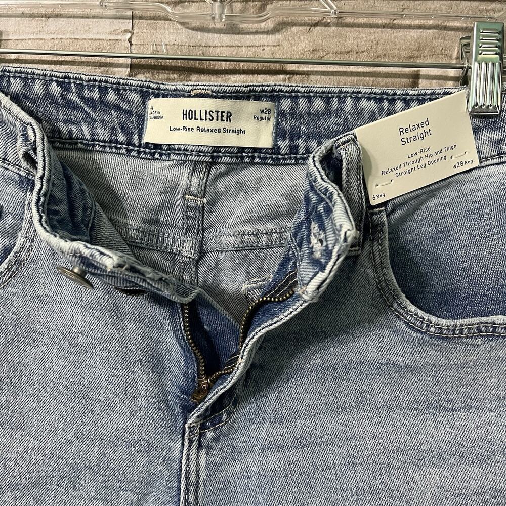 Hollister Jeans Women’s Low Rise Relaxed Straight Size 6Reg w28 wide Leg NWT - Picture 3 of 6